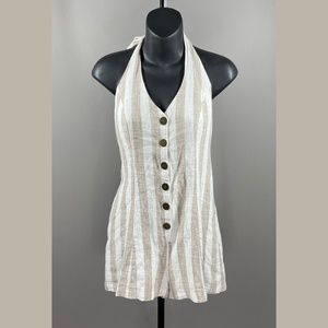 NEW! URBAN OUTFITTERS STRIPED ROMPER! WOMENS SMALL! tan white summer